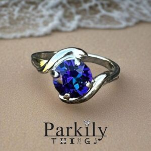Sparkly ring made with blue/purple Swarovski crystal size 7.5